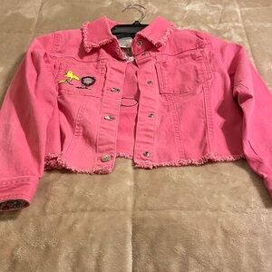 Pink Kids Jacket with Embroidered Design